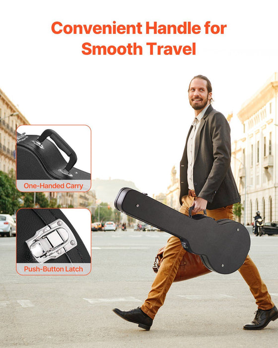 Electric Guitar Hard Case, 1050 mm Gourd-Shaped Guitar Hard Case, With Lock Latch Key Handle, PVC Padding Soft Lining Water-Resistant Hard Shell Guitar Cases, for 990 mm LES Paul Guitars, Black