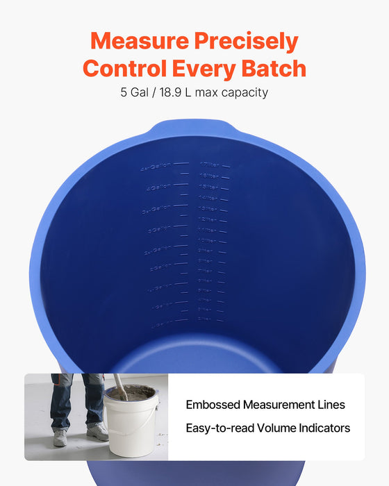 VEVOR 18.9L Bucket Liner for Concrete Mix, Reusable Silicone Mortar Bucket Liner for Thinset Paint Concrete Epoxy Mixing, Heavy-duty Grout Mixer Insert Tool with Graduated Measurements, Blue