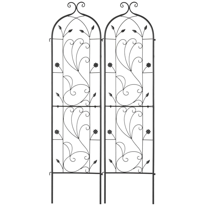 VEVOR 2 Packs Metal Garden Trellis for Climbing Plant Support 60x15 in Rustproof