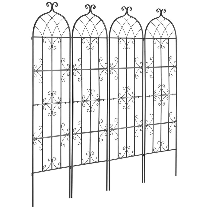 VEVOR 4 Packs Metal Garden Trellis for Climbing Plant Support 71x20 in Rustproof
