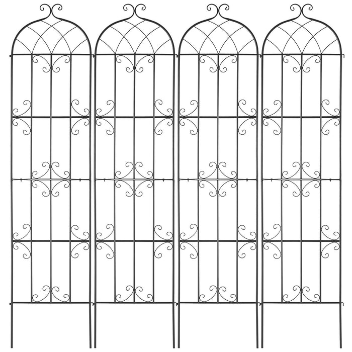 VEVOR Garden Trellis for Climbing Plants, 87 x 20 in, 4 Packs Rustproof Metal Garden Flower Trellis, Outdoor Climbing Rose Trellis Cucumbers Support, Decorative Clematis Trellis for Courtyards Lawns