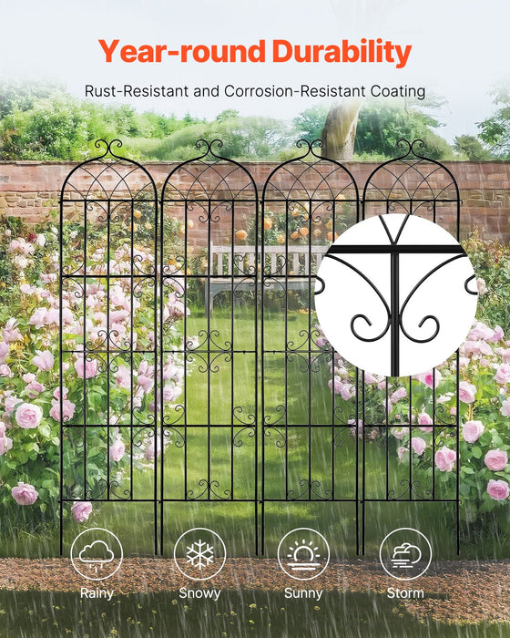 VEVOR Garden Trellis for Climbing Plants, 87 x 20 in, 4 Packs Rustproof Metal Garden Flower Trellis, Outdoor Climbing Rose Trellis Cucumbers Support, Decorative Clematis Trellis for Courtyards Lawns
