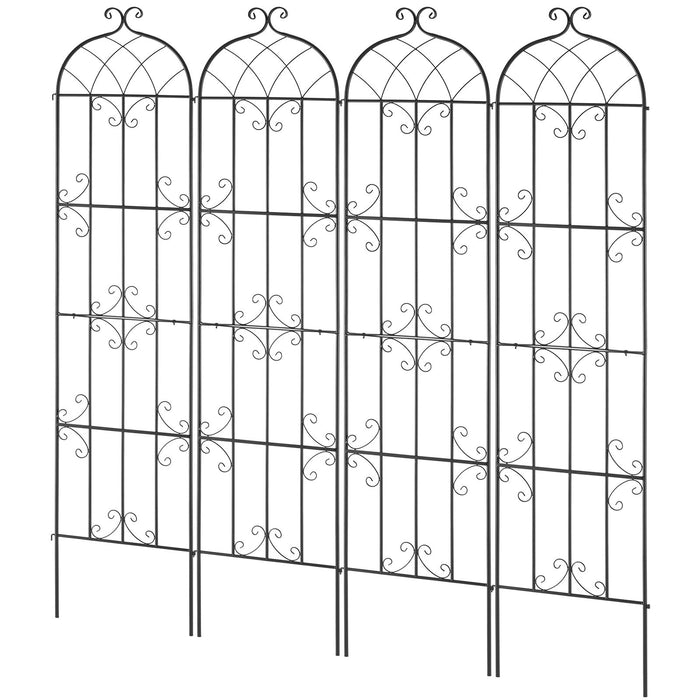 VEVOR Garden Trellis for Climbing Plants, 87 x 20 in, 4 Packs Rustproof Metal Garden Flower Trellis, Outdoor Climbing Rose Trellis Cucumbers Support, Decorative Clematis Trellis for Courtyards Lawns