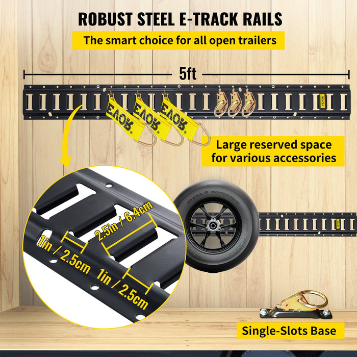 VEVOR E Track Tie Down Rail Kit 30PCs 1.52m E Track Rails Enclosed Cargo Trailer