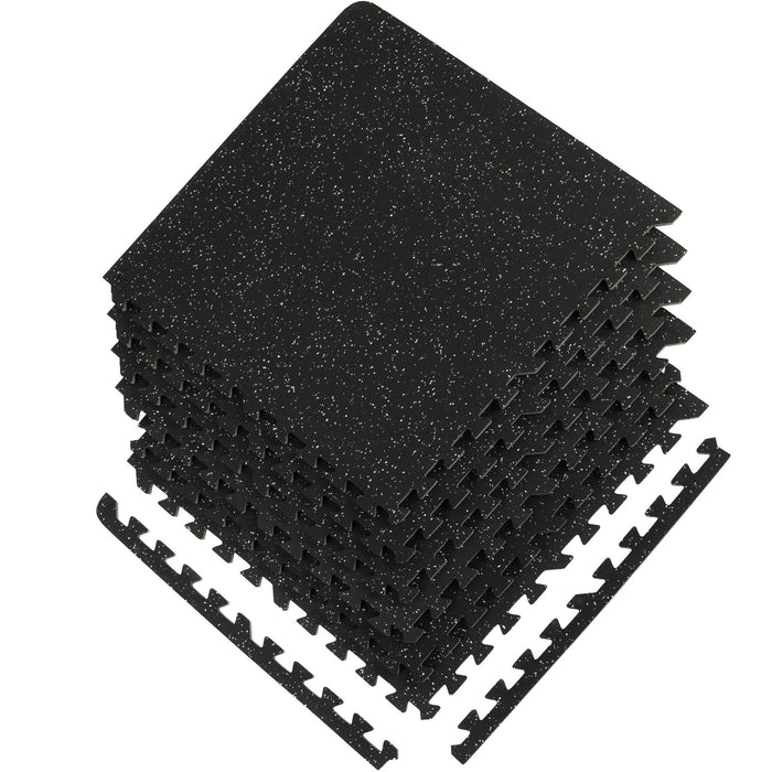 VEVOR 6 PCS 1/2 inch Thick Gym Floor Mats, 24" x 24" EVA Foam & Rubber Top Interlocking Workout Floor Mats with 24 sq.ft Coverage, Waterproof Exercise Puzzle Flooring for Gym, Home, Garage, Basement