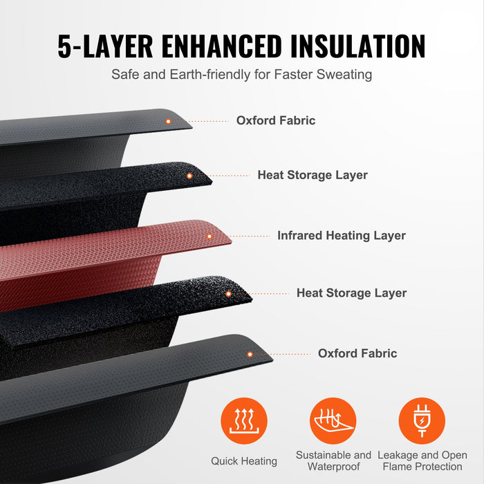 VEVOR Sauna Blanket for Detoxification, Portable Far Infrared Sauna for Home, Oxford Sauna Bag w/ Arm Holes & Carbon Fiber Heating, 1-6 Level Adjustable Temp35-80°C, 5-60 Minutes Timer, 1900x900mm