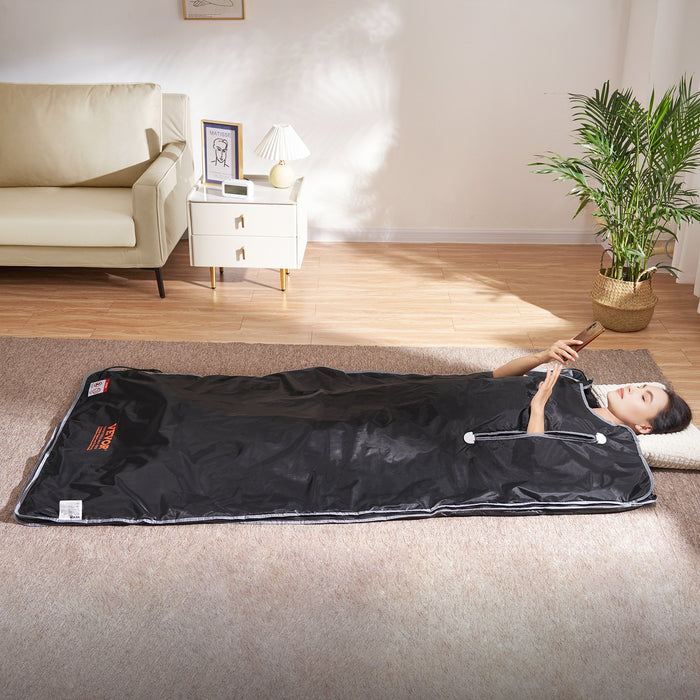 VEVOR Sauna Blanket for Detoxification, Portable Far Infrared Sauna for Home, Oxford Sauna Bag w/ Arm Holes & Carbon Fiber Heating, 1-6 Level Adjustable Temp35-80°C, 5-60 Minutes Timer, 1900x900mm