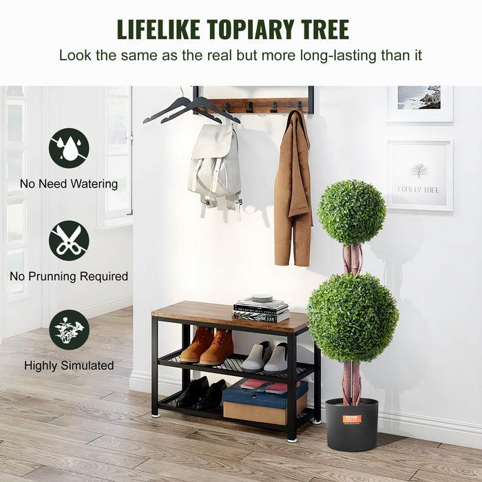 VEVOR 2 Pack 91.4cm Artificial Boxwood Topiary Tree Faux Plant UV Decor In/Outdoor