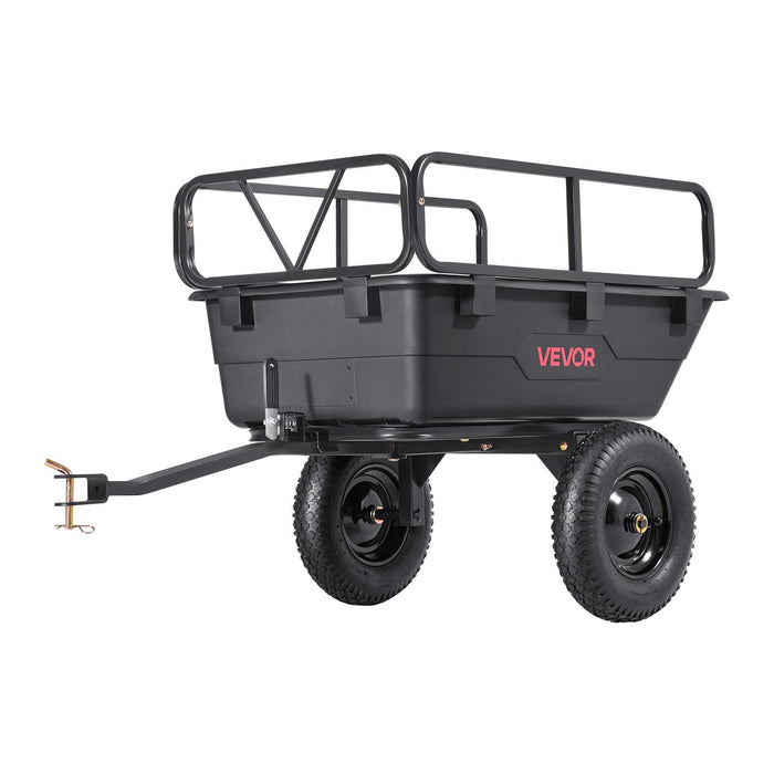 Garden Utility Trailer, 10 Cu. Ft 227 kg, ATV UTV Hauling Trailer, Tow Behind Poly Dump Cart with 16" Tires, Hand Pull or Foot Pedal, Heavy Duty Yard Trailers for Lawn Mower Tractor Garden Waste