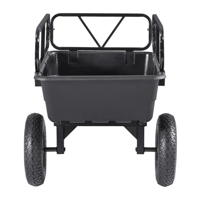 Garden Utility Trailer, 10 Cu. Ft 227 kg, ATV UTV Hauling Trailer, Tow Behind Poly Dump Cart with 16" Tires, Hand Pull or Foot Pedal, Heavy Duty Yard Trailers for Lawn Mower Tractor Garden Waste