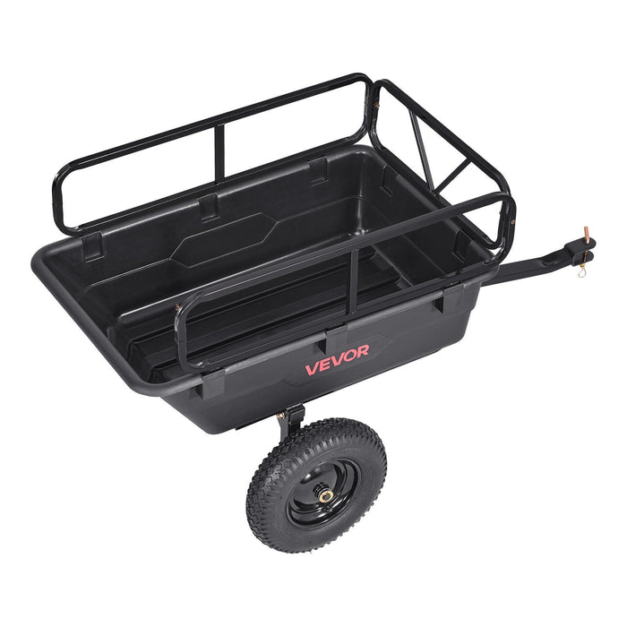 Garden Utility Trailer, 10 Cu. Ft 227 kg, ATV UTV Hauling Trailer, Tow Behind Poly Dump Cart with 16" Tires, Hand Pull or Foot Pedal, Heavy Duty Yard Trailers for Lawn Mower Tractor Garden Waste