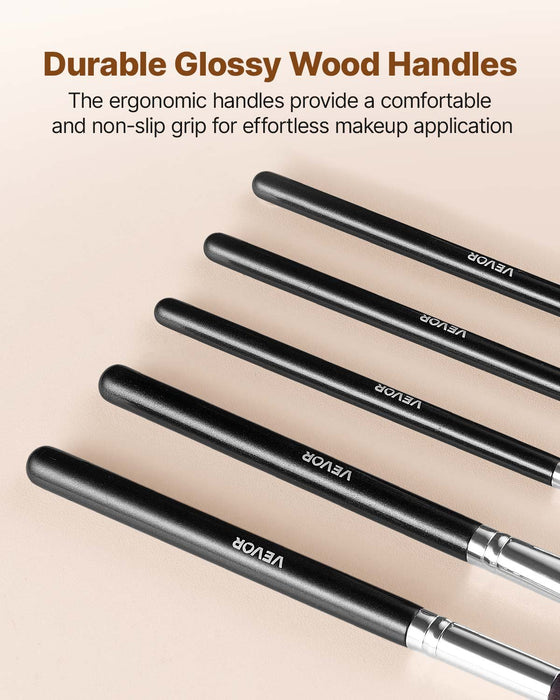 VEVOR 34-Piece Makeup Brush Set, Professional Brushes Kit for Foundation Blending Eyeshadow Concealer Blush - with Soft Bristles, Ergonomic Wood Handle, Travel-Friendly Case Included
