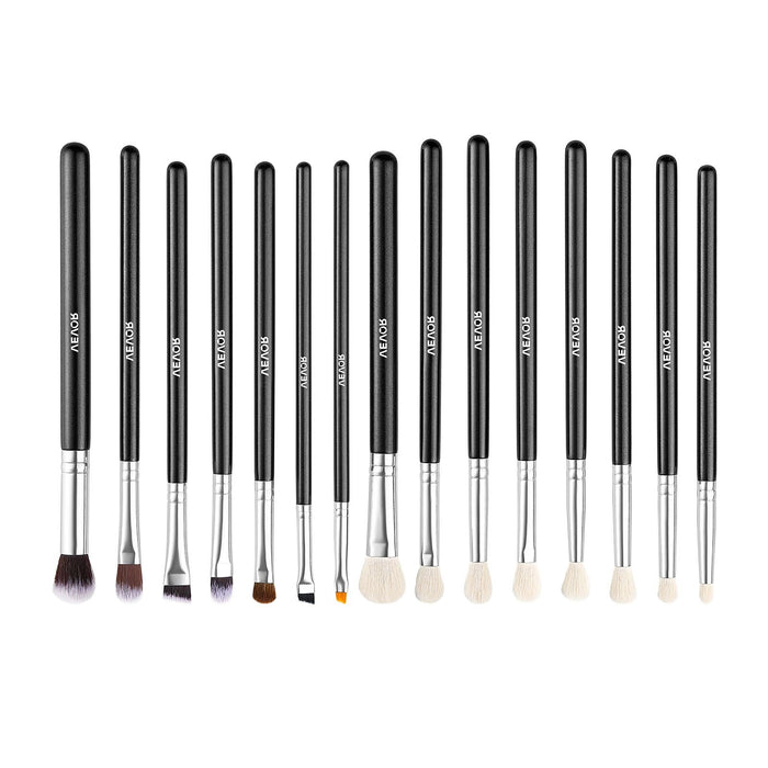 VEVOR 15-Piece Makeup Brush Set for Foundation Blending Eyeshadow, Professional Vegan Brushes with Soft Synthetic Bristles, Ergonomic Wood Handle & Aluminum Ferrule, Portable and Travel-Friendly