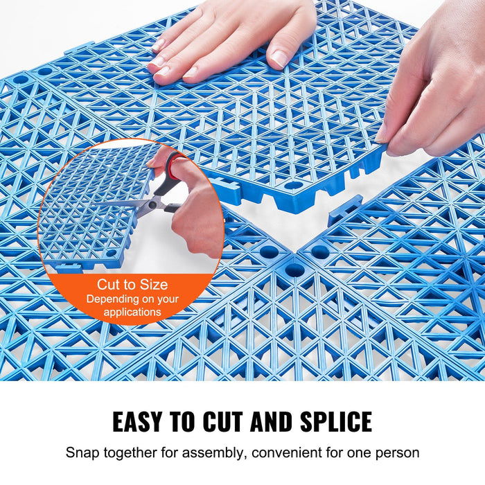 Modular Interlocking Cushion, 50 Pack 30 x 30 cm Splicing Drainage Mats, Soft PVC Interlocking Drainage Floor Tiles, Non-Slip Drainage Holes for Restroom, Bathroom, Kitchen, Pool, Wet Area, Blue