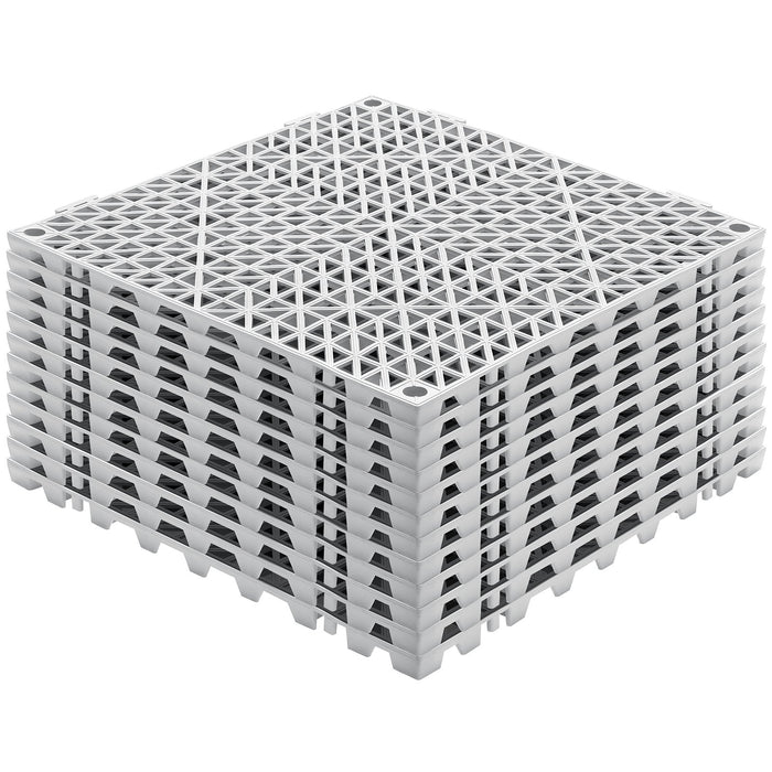 VEVOR Modular Interlocking Cushion, 12 Pack 30 x 30 cm Splicing Drainage Mats, Soft PVC Interlocking Drainage Floor Tiles, Non-Slip Drainage Holes for Restroom, Bathroom, Kitchen, Pool, Wet Area, Gray