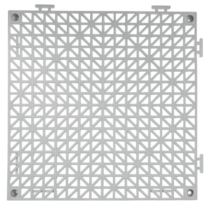 VEVOR Modular Interlocking Cushion, 12 Pack 30 x 30 cm Splicing Drainage Mats, Soft PVC Interlocking Drainage Floor Tiles, Non-Slip Drainage Holes for Restroom, Bathroom, Kitchen, Pool, Wet Area, Gray