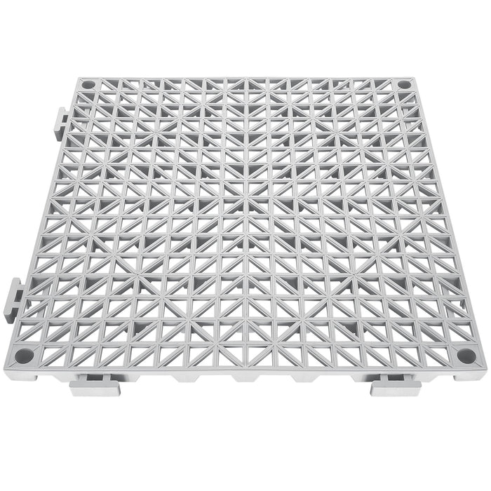 VEVOR Modular Interlocking Cushion, 12 Pack 30 x 30 cm Splicing Drainage Mats, Soft PVC Interlocking Drainage Floor Tiles, Non-Slip Drainage Holes for Restroom, Bathroom, Kitchen, Pool, Wet Area, Gray