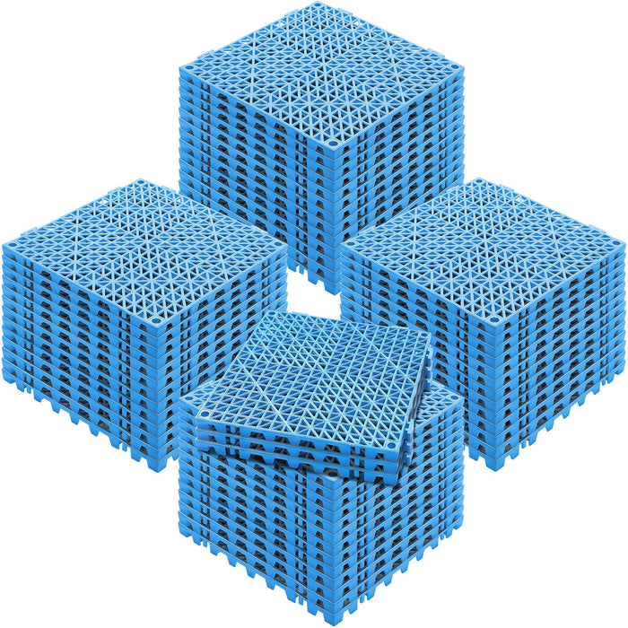 VEVOR Modular Interlocking Cushion, 55 Pack 30 x 30 cm Splicing Drainage Mats, Soft PVC Interlocking Drainage Floor Tiles, Non-Slip Drainage Holes for Restroom, Bathroom, Kitchen, Pool, Wet Area, Blue