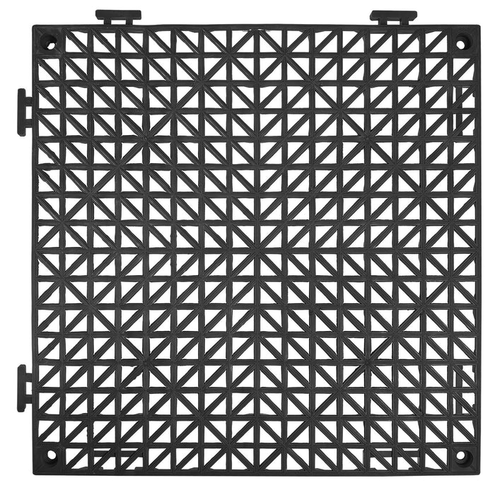 VEVOR Modular Interlocking Cushion, 12 Pack 30 x 30 cm Splicing Drainage Mats, PVC Interlocking Drainage Floor Tiles, Non-Slip Drainage Holes for Restroom, Bathroom, Kitchen, Pool, Wet Area, Black