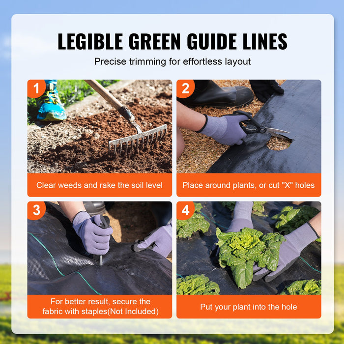 VEVOR 13FTx108FT Premium Heavy Duty Weed Barrier Landscape Fabric, 5OZ Woven Geotextile Fabric Under Gravel, High Permeability for Weed Blocker Weed Mat, Driveway Fabric, Weed Control Garden Cloth