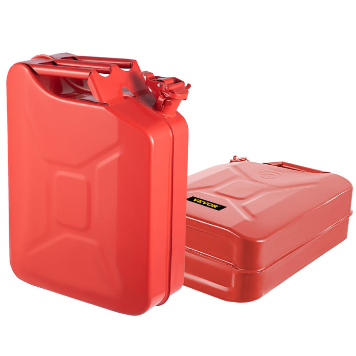 VEVOR Jerry Fuel Can, 20 L Portable Jerry Gas Can with Flexible Spout System, Rustproof ï¼?Heat-resistant Steel Fuel Tank for Cars Trucks Equipment, 2PCS Red