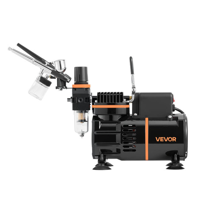 VEVOR Airbrush Kit, 1/6 HP, Air Brush Kit with Air Compressor, 3 Dual-Action Professional Airbrushes with 3 Tips, Hose, Acrylic Paint, 2 Fans, Low Noise, for Cake Decorating, Model Painting, Nail Art