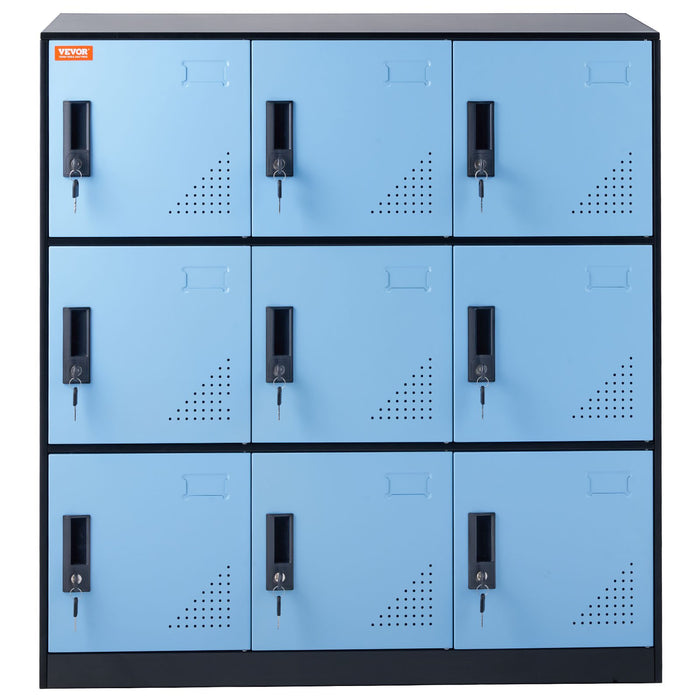 VEVOR 9 Doors Metal Storage Cabinet Employees Steel Storage Cabinet Office Black