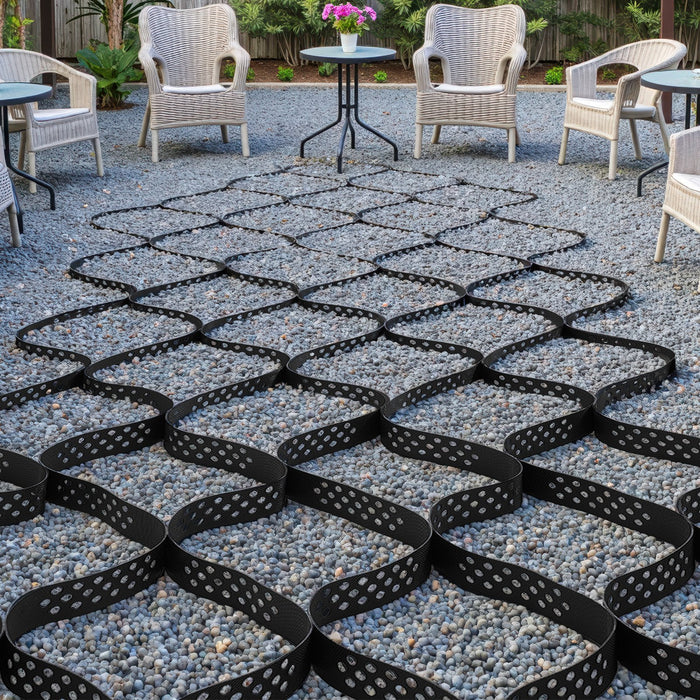 VEVOR Gravel Grid, 2 Inch Depth, 32.81 x 9.84 FT / 10000 x 3000 mm, 1880 LBS Per Sq ft Grass Ground Retainer, Permeable Geo Grids Driveway Stabilization, for Garden, Patio, Walkway, RV Parking Slopes