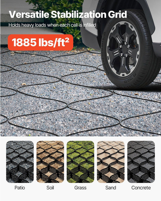Gravel Grid, 75mm Depth, 5.2 x 2.7m, 853kg Per Sq ft Grass Ground Retainer, Permeable Geo Grids Driveway Stabilization, for Garden, Patio, Walkway, RV Parking Slopes