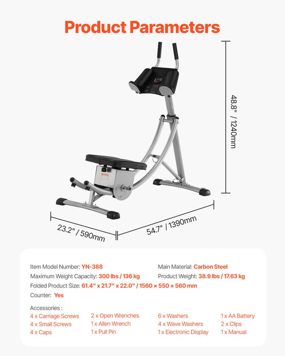 VEVOR AB Workout Machine Equipment Home Gym Core Abdominal Trainers Adjustable