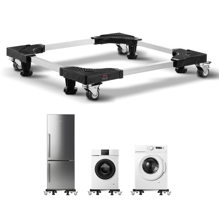 VEVOR Fridge Stand Mobile Base, 1100 lbs Load Capacity, Washing Machine Stand with 8 Locking Twin Wheels and 4 Brakes, 27.5 -35.4 Inches Adjustable Furniture Dolly for Washer, Refrigerator and Dryer