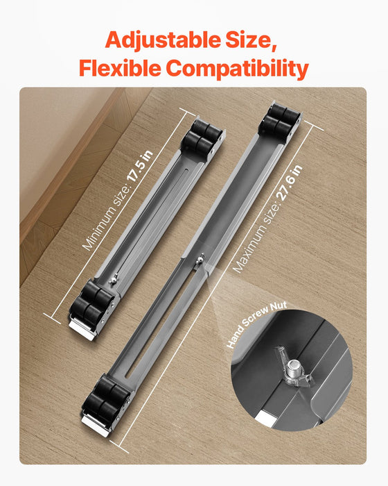 VEVOR Heavy Duty Appliance Rollers, 330 lbs Load Capacity, Furniture Dolly Mobile Roller with Adjustable Base for Washer and Dryer, Extendable Appliance Rollers Easily Move Washing Machines, Gray