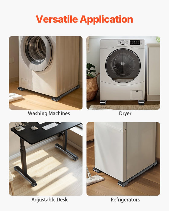 VEVOR Heavy Duty Appliance Rollers, 330 lbs Load Capacity, Furniture Dolly Mobile Roller with Adjustable Base for Washer and Dryer, Extendable Appliance Rollers Easily Move Washing Machines, Gray
