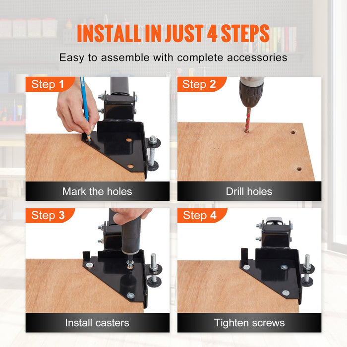 VEVOR Mobile Base, 181.4 kg Capacity, Adjustable from 241.3 x 241.3 mm to Infinity, Heavy Duty Universal Mobile Base Stand with Swivel Wheels, for Woodworking Equipment, Bandsaw, Power Tools, Machines