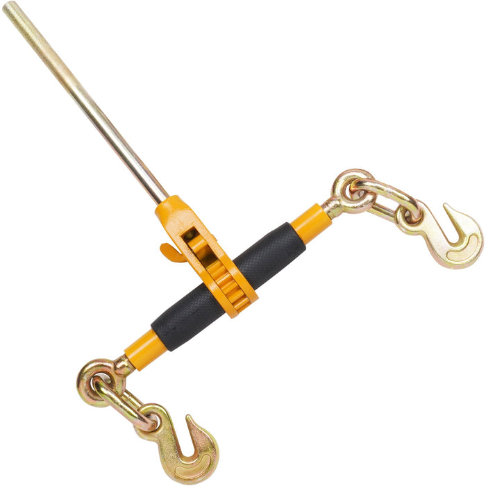 VEVOR Ratchet Chain Binder, 0.9-1.27 cm Heavy Duty Load Binders, with G80 Hooks 5443 kg Secure Load Limit, Labor-saving Anti-skid Handle, Tie Down Hauling Chain Binders for Flatbed Truck Trailer, 4 Pc