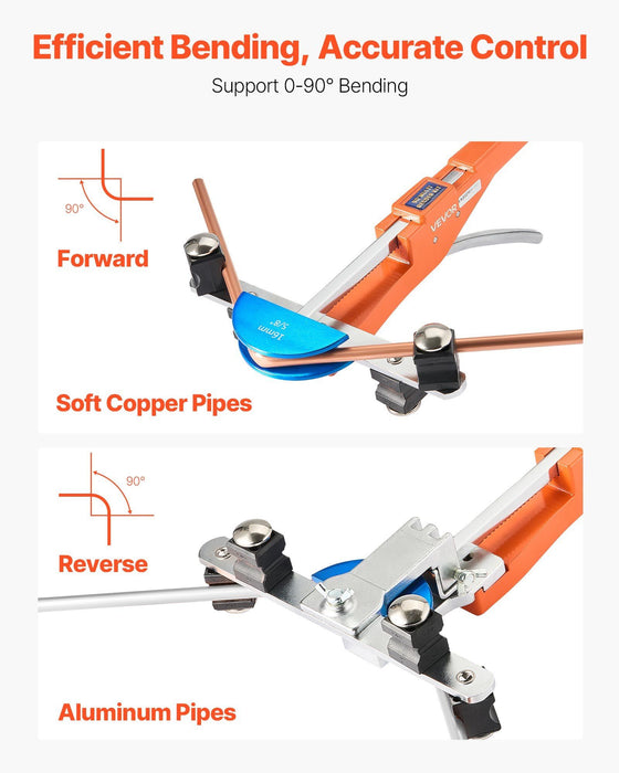Tubing Bender Kit, 6 mm to 22 mm, Compact Ratcheting Tube Pipe Bender, Forward/Reverse Hand Bending Tool, with 7 Color Aluminium Alloy Dies, for Copper HVAC Air Conditioning Refrigeration Repair