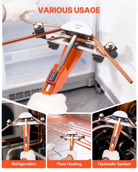 Tubing Bender Kit, 6 mm to 22 mm, Compact Ratcheting Tube Pipe Bender, Ratchet Hand Bending Tool, with 7 Aluminium Alloy Dies, HVAC Tools, for Copper Aluminum HVAC Refrigeration Maintenance