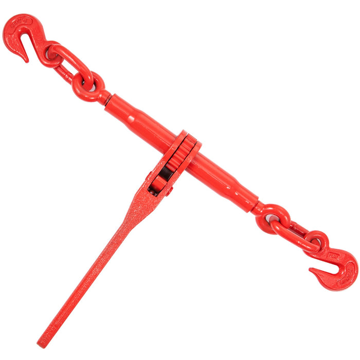 VEVOR Chain Load Binder, 8 mm Tie Down Kit with 3 Ton Working Load Capacity and Two Grab Hooks, Includes (4) Ratchet Binders - (4) 6.4 m Grade 80 Chains, Transport Load Package for Hauling, Towing