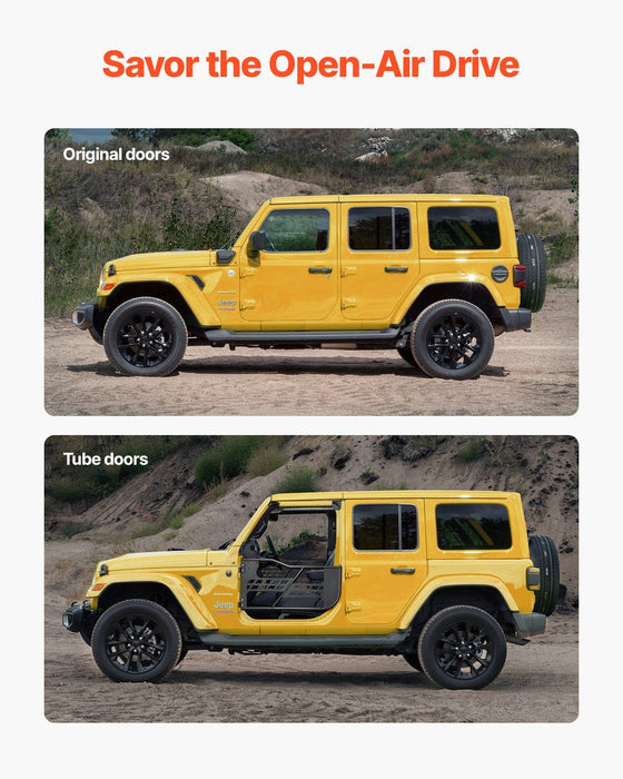Jeep Tube Doors, 2-Door, Hunting Style Jeep Tubular Door with Heavy-Duty Hinges & OE Latch, Jeep Doors with Rubber Pads & Toughened Steel Tube, Fit for 2007-2018 Jeep Wrangler JK