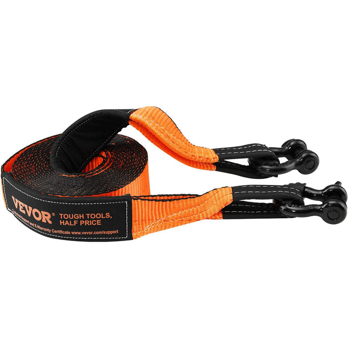 Off-Road Recovery Kit, 7.6 x 914.4 cm, Heavy Duty Winch Recovery Kit with 13608 kg Tow Straps, 20T D-Ring Shackles, Shackle Receiver, Snatch Block Pulley, Gloves, Storage Bag for ATV Jeep Truck