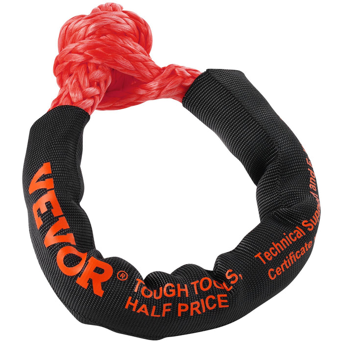VEVOR Synthetic Soft Shackle Rope, 2 Pack 12.7 x 558.8 mm 20 Ton Breaking Strength Recovery Tow Shackles with Extra 2 Sleeves and Storage Bag for UTV, ATV, Trucks, Jeep, Off-Road Vehicles Towing, Red