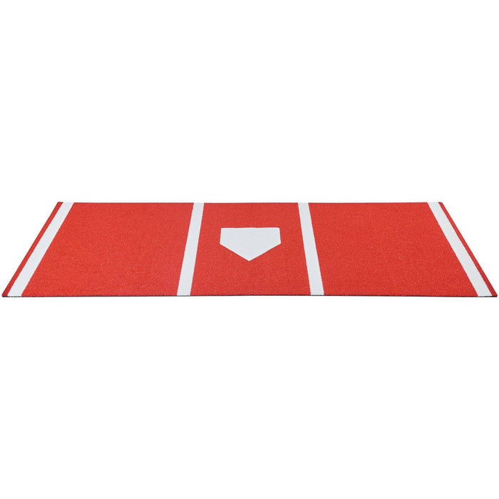 Baseball Hitting Mat, 300x116cm Batting Cage Mat, Batters Box Turf Mats, Softball Batting Practice Equipment with Home Plate and Anti Fade Turf, Portable Training Aid for Indoor Outdoor, Red