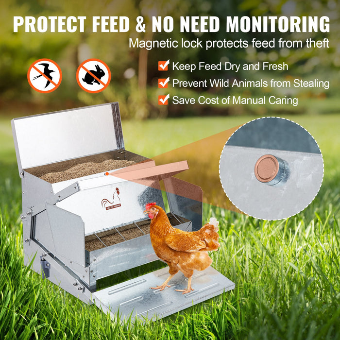 VEVOR Automatic Chicken Feeder Galvanized Steel Poultry Feeder 25 lb 10 Chickens