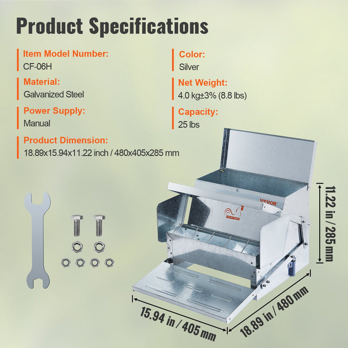VEVOR Automatic Chicken Feeder Galvanized Steel Poultry Feeder 25 lb 10 Chickens