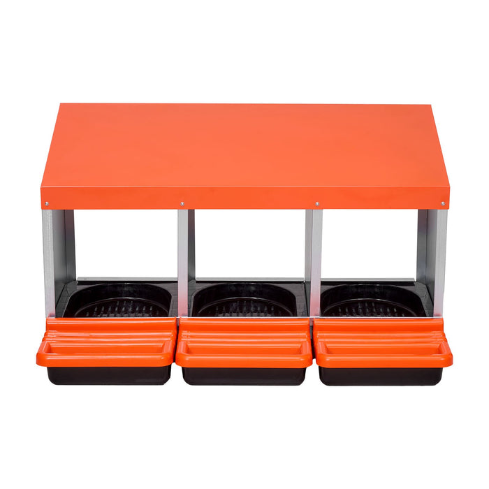 VEVOR Chicken Nest Box, 3-Compartment, 15 to 30 in Stable & Corrosion-Resistant Metal Nesting Boxes with Inclined Nesting Boxes, Bottom Holes & Resting Platform, Fit for Different Chicken Breeds