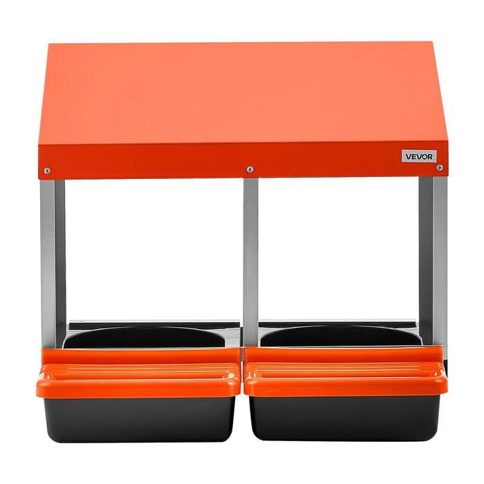 Chicken Nesting Boxes, 2 Compartments, Easy Egg Collection, Wall Mount, Easy to Assemble, Galvanized Steel and High-Strength Plastic, Roll Away Nesting Boxes for Chickens Laying Eggs, Orange
