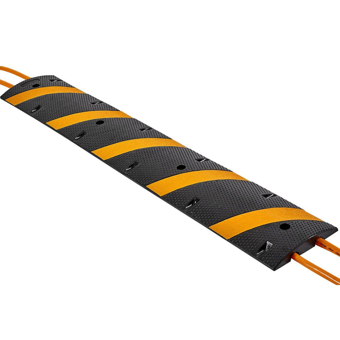 1830MM Rubber Speed Bump, 2 Channel, Heavy Duty Traffic Speed Hump, 9,979 kg/axle Load Capacity, Cable Protector Ramp with Expansion Screws, for Asphalt Concrete Gravel Driveway Road, 1 Pack