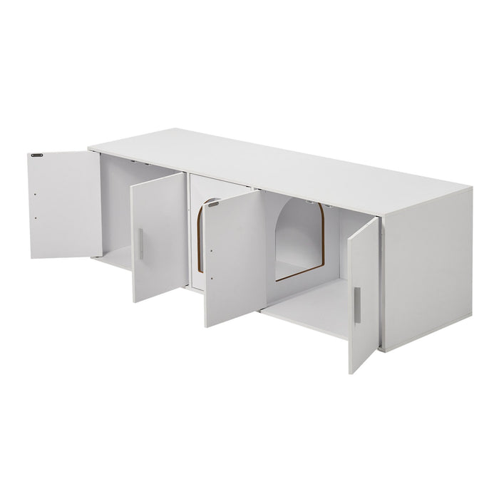 VEVOR Cat Litter Box Enclosure Wooden Litter Box Furniture Hidden 57.9" White