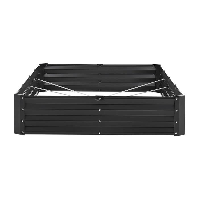 VEVOR Metal Raised Garden Bed, 8 x 4 x 1 ft Outdoor Galvanized Planter Box, with Open Bottom, Large Planter Raised Bed for Gardening Vegetables, Flowers, Herbs, and Succulent Plants, Dark Gray