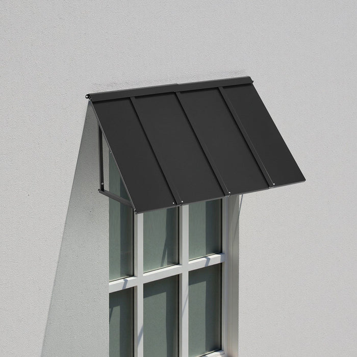 Fixed Metal Awning 1125 × 610 mm, Window Awning Door Canopy, Stable Triangle Steel Frame Awnings for Doors Exterior Rain, and Snow Sunlight Protection for Door Entrance, Windows, Porches, Balconies